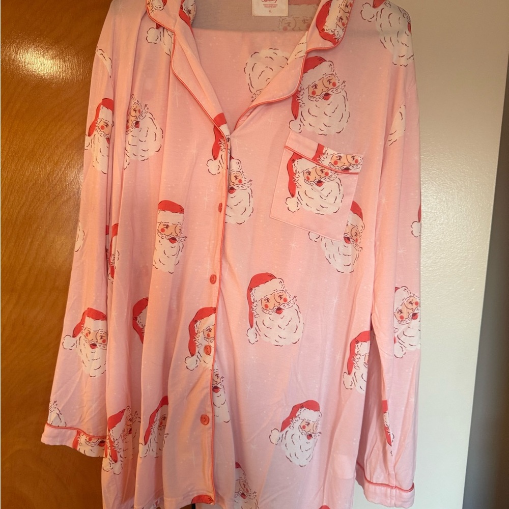 Pink Santa Print Pajamas In My Sundays